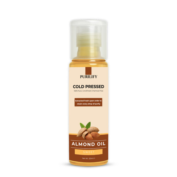 Almond Oil (120ml) - Sweet - Best for Hair Growth, Strengthens Roots, Nourishing Dry Skin + Best for New Born Babies